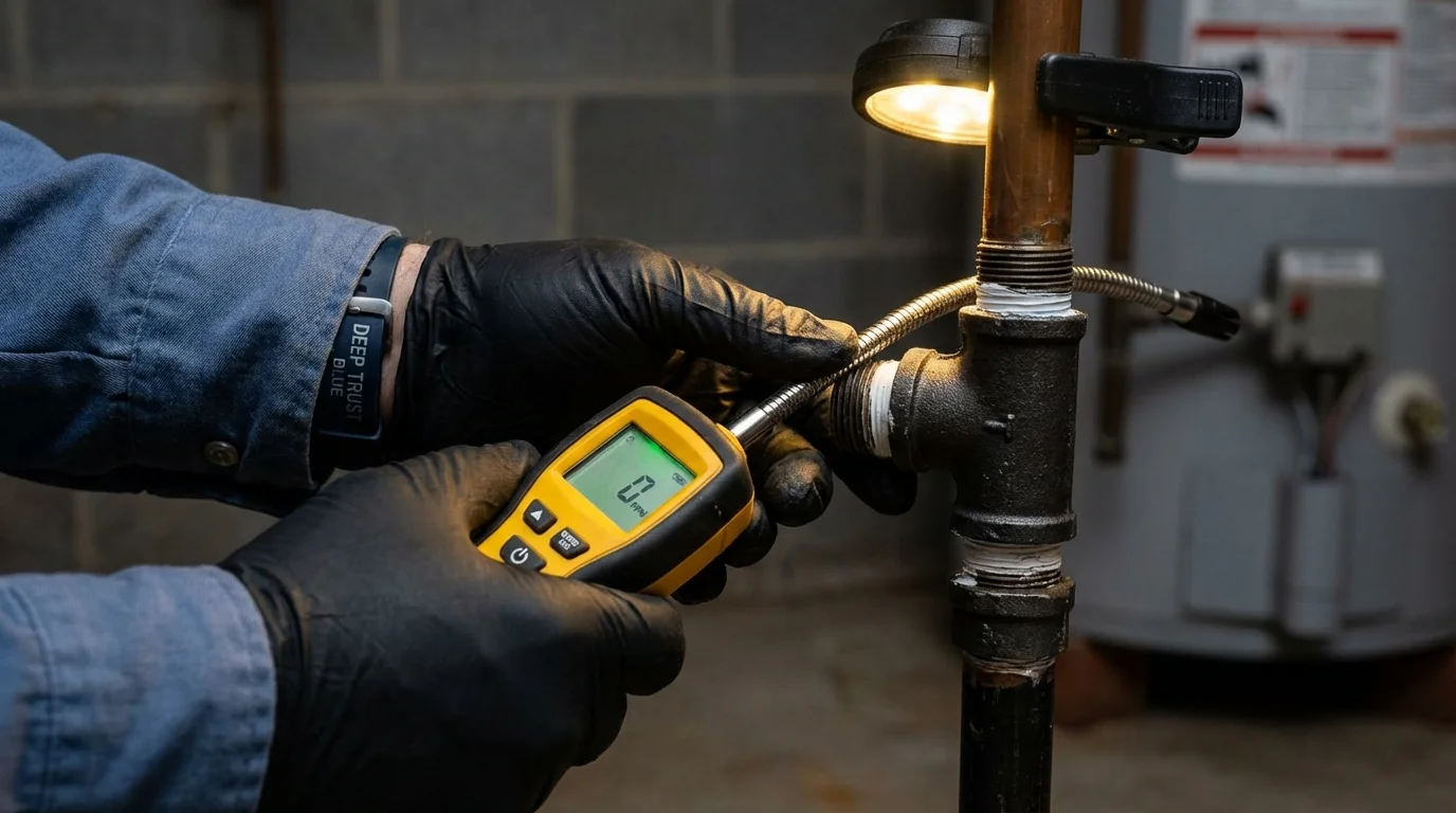 Gas leak detection with electronic sniffer by Johns Plumbing LLC in Chetek