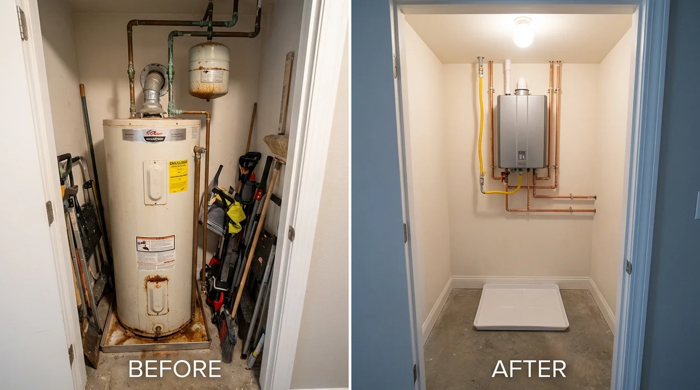Tank water heater versus wall-mounted tankless unit comparison for Chetek, WI homeowners